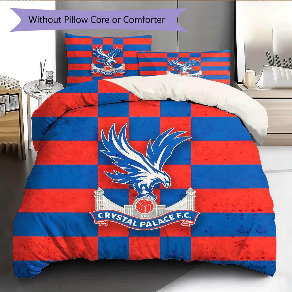 Crystal Palace F.C Pattern Bedding Quilt Set Home Decoration Gift (1 * duvet cover + 2 * pillowcase without core).xwn