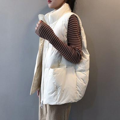 2021 New Body Warmer Women's Down Vest Jacket Loose White Duck Down Thick Waistcoat Vest Zipper Sleeveless Coat For Women
