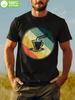 Plus Size Vintage Coffee Cup Graphic T-shirt - Black Casual Short Sleeve