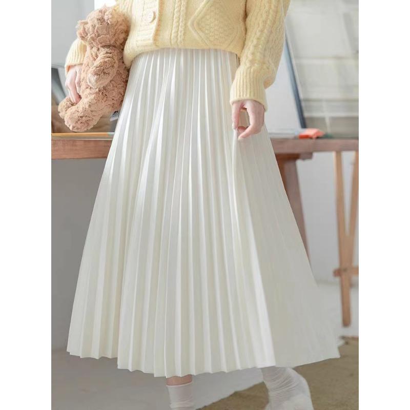 

Осенне-зимняя юбка для девочек, велюровая юбка трапециевидной формы, повседневная модная универсальная юбка для детей-подростков, длинная юбка для детей 3-15 лет 140cm белый