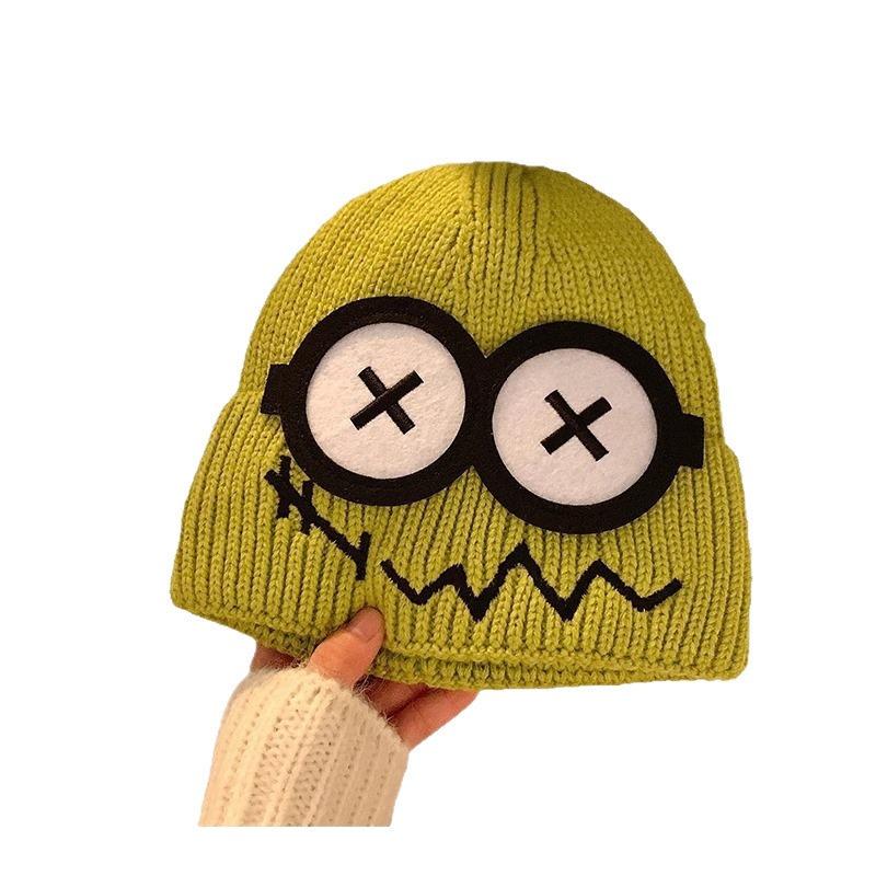 Autumn and Winter Women's Fun and Cute Knitted Wool Hat with Cartoon Style Warmth  Wearing It on The Face Looks Very Small