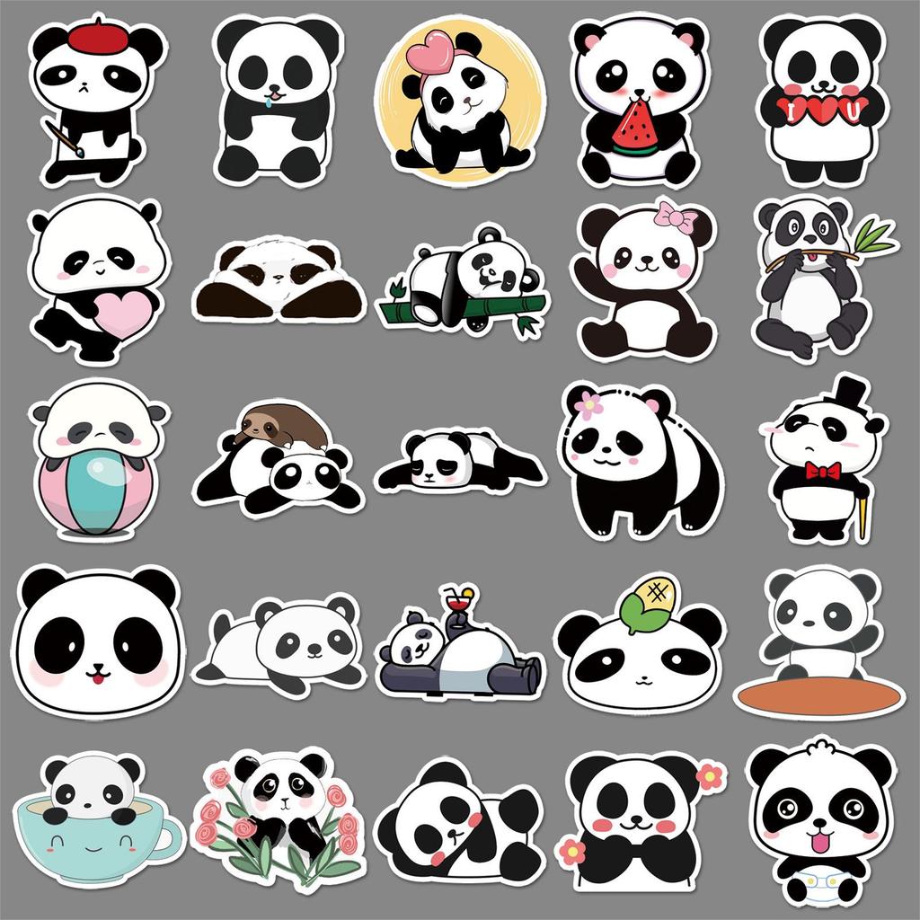 50 Panda Stickers - Trendy Graffiti for Laptops, Suitcases, Cars, and More