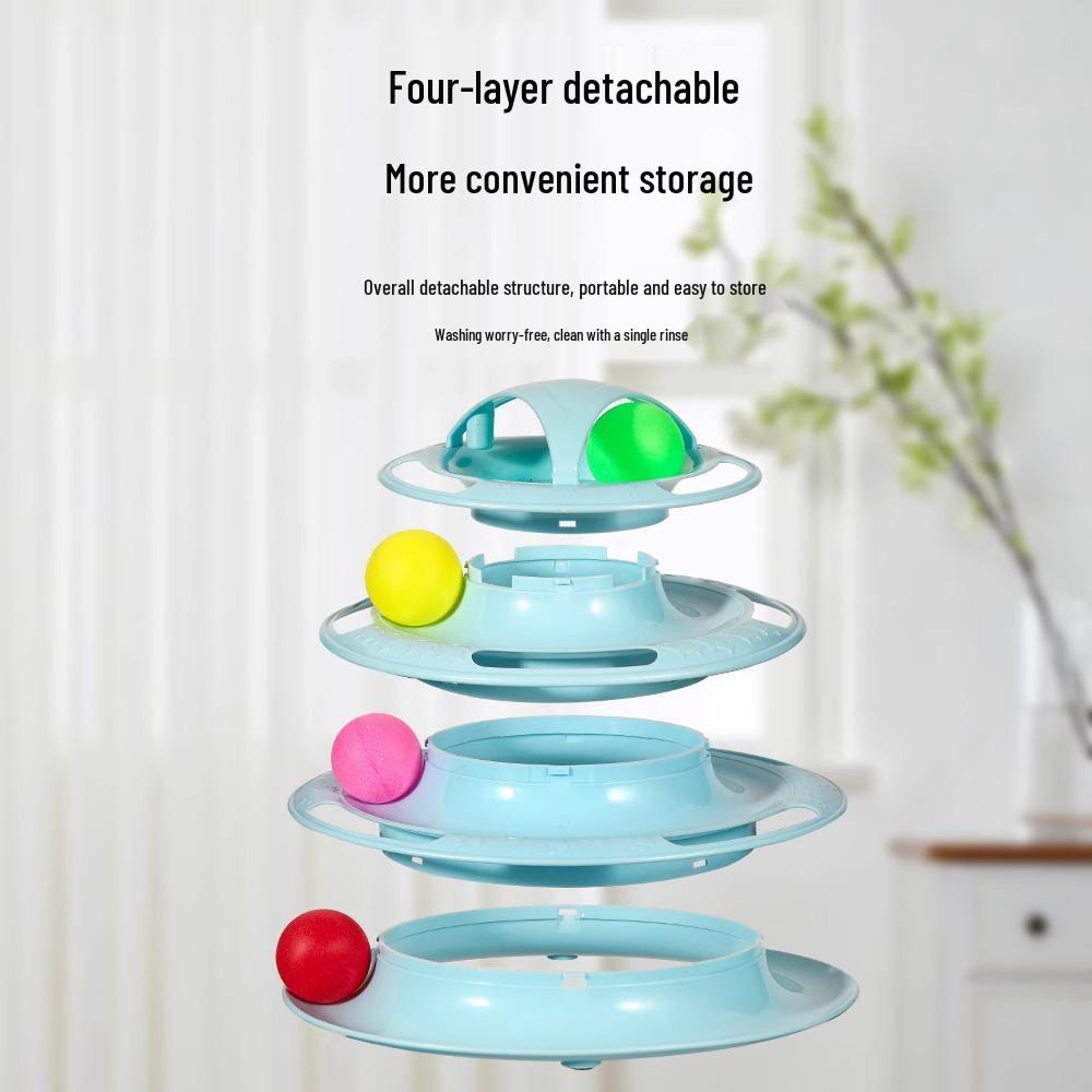 Cat Turntable Toy: Self-Entertainment & Boredom Relief Track Ball with Teasing Stick - Perfect Pet Supplies for Playful Cats