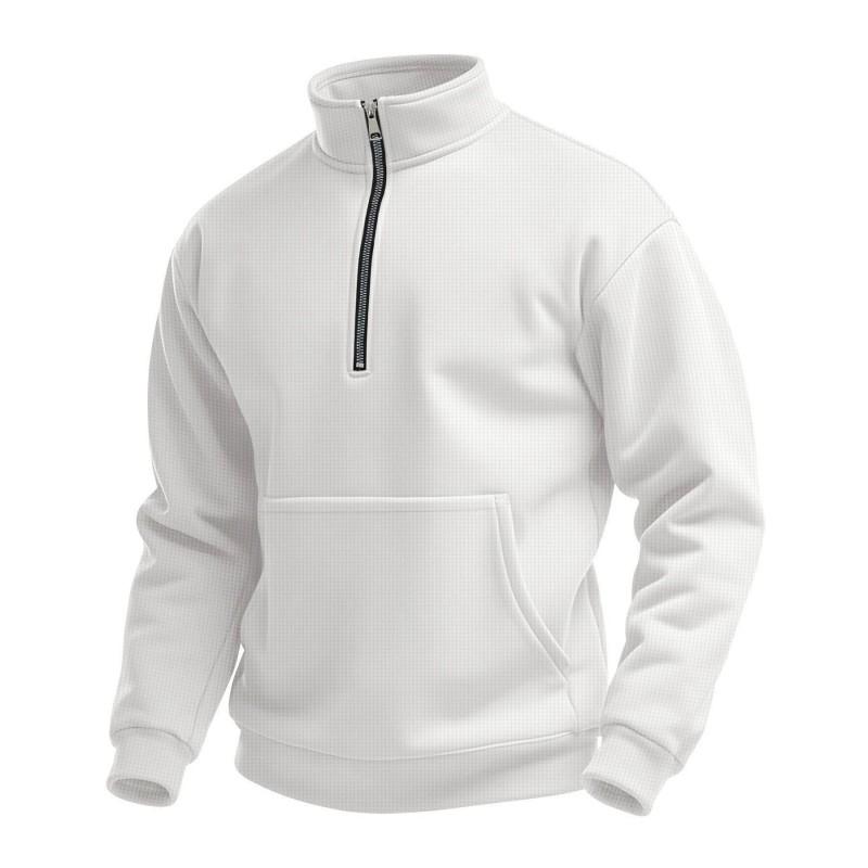 Mens Waffle Knit High Neck Half-Zip Pullover Hoodie Loose Fit Casual Outdoor Long Sleeve Sweatshirt