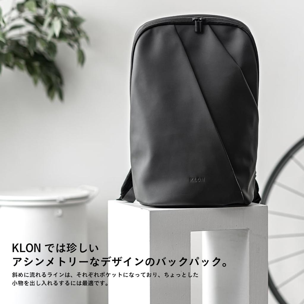 KLON Matte Coated Rucksack - Wav Black, a Lightweight, Waterproof, Slim Business Backpack for Men and Women, Perfect for Commuting or Office Wear.