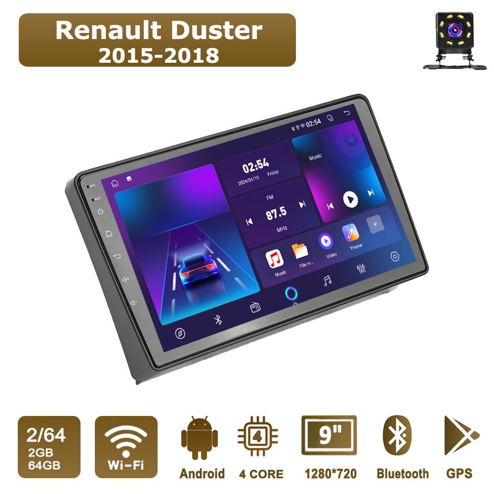 

Android Car-Play Car Radio For Renault Duster 2015-2018 Multimedia Player Head Unit Stereo GPS Navigation BT WIFI,2+64GB чорний