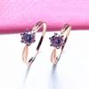 Purple Gold Zircon Ring, Simple Diamond-Set Wedding Ring, Rose Gold-Plated 6-Claw Adjustable Ring.