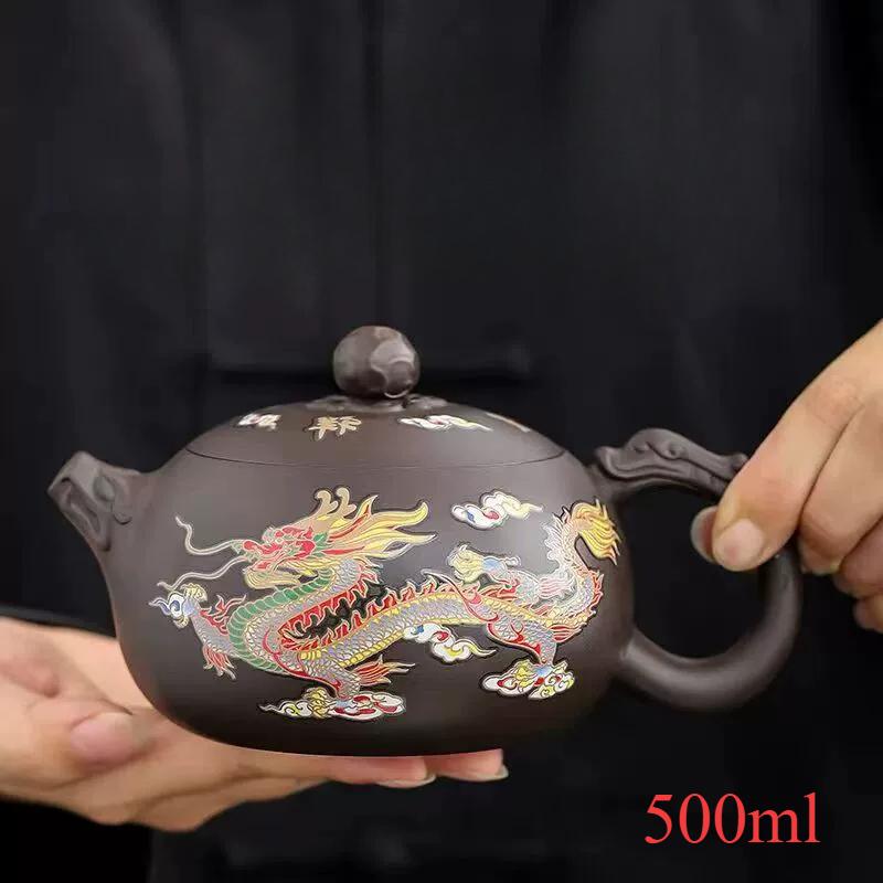 Vintage Chinese Style Color-changing Purple Clay Teapot Anti-Scald Handle Tea Brewer Tea Set Teapot Ceramics and Pottery Tea Cup