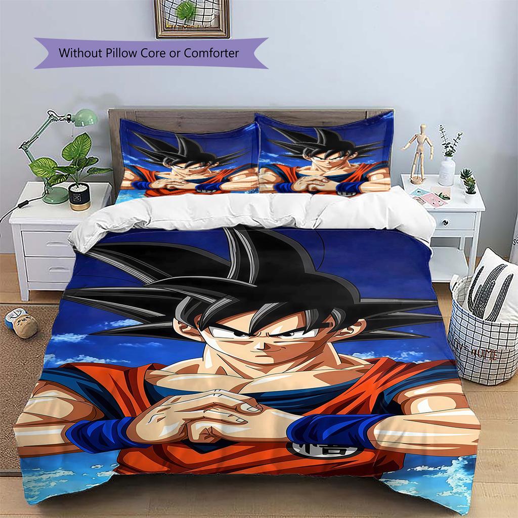 DRAGON BALL Pattern Bedding,Quilt Set Quilt Cover Pillowcase Home Birthday Gift (1 * Duvet Cover + 2 * Pillowcase, Without Core)