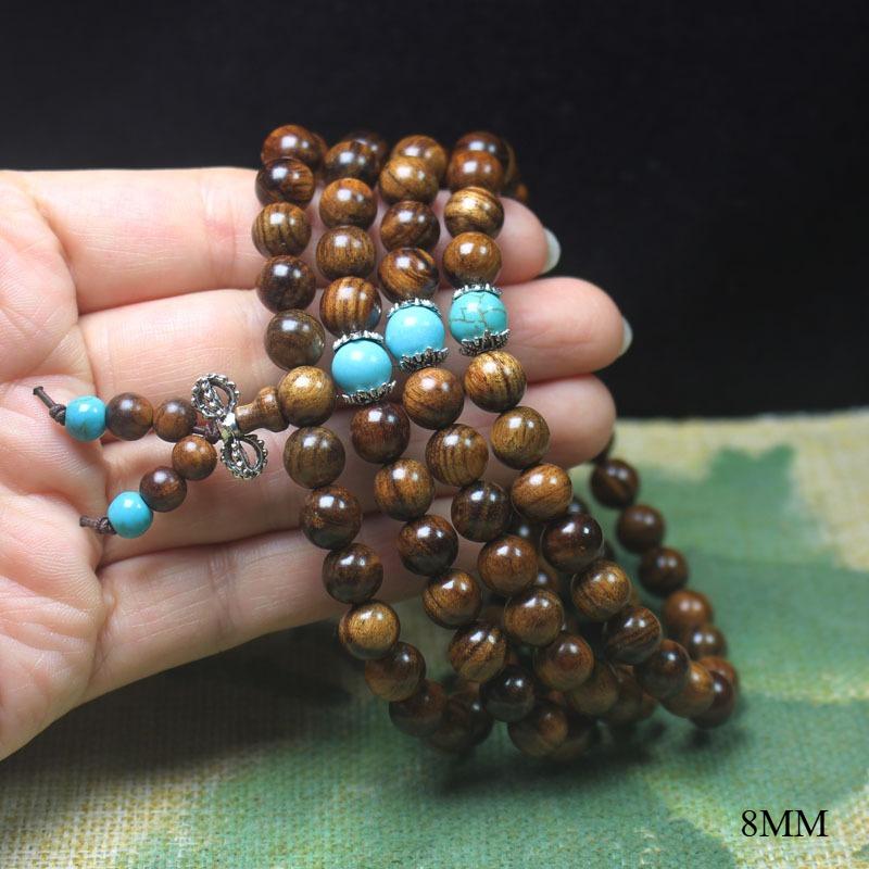 

108 Beads Black Rosewood Mala Bracelet, Unisex Wooden Prayer Beads