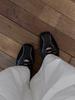 Leather version~ British style loafers platform strap leather shoes women's thick heel Mary Jane single shoes ballet shoes
