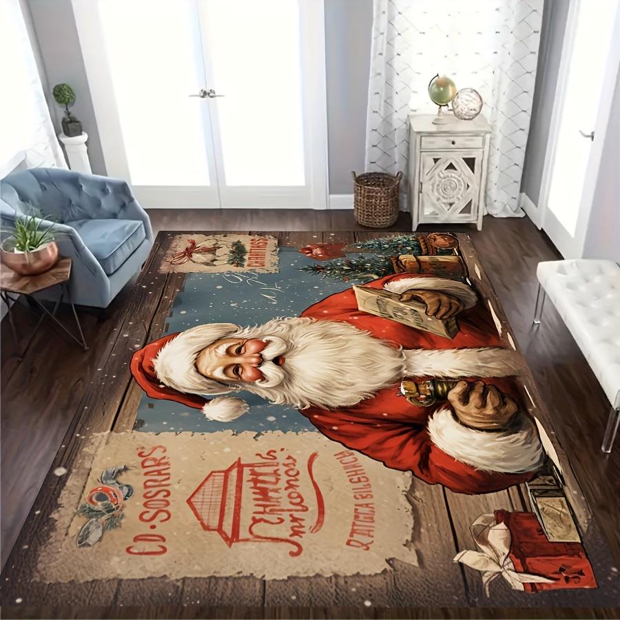 Christmas Decorations Santa Claus Carpet for Living Room Decor Sofa Table Large Area Rugs Bedroom Bedside Foot Pad Entrance Mat
