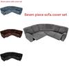 Velvet Lshaped Seven Piece Sofa Cover Set With Stretch Material For Corner Sectionals