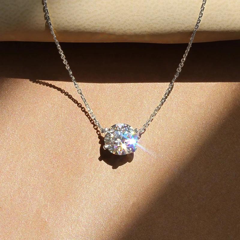 Huitan Simple Versatile Round Zirconia Necklace Female Bridal Wedding Accessories Fashion Dainty Crystal Pendant Jewelry Gifts