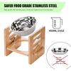 Elevated Dog Bowl, 6 Heights Adjustable Raised Dog Bowl 2.4″-6.7″, with Food Grade 304 Stainless Steel 15 OZ, Bamboo Dog Bowl Stand for Small &