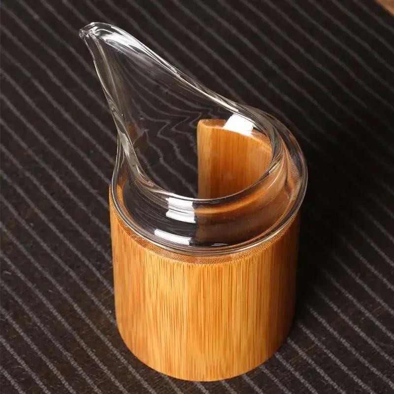 1PC Kung Fu Tea Set Accessories Glass Tea Pitcher Fair Cup With Bamboo Tube Heat-resistant Tea Dispenser Chahai Teaware