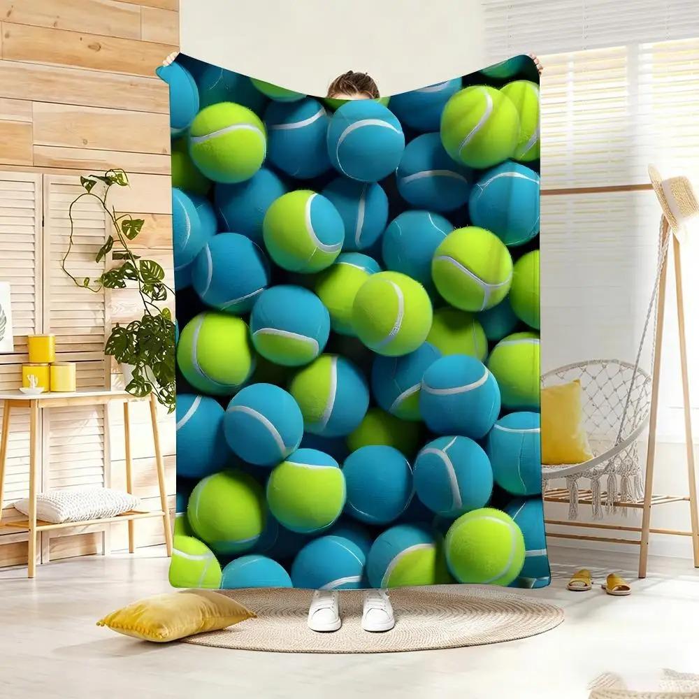 Macaron Pastel Tennis Balls Throw Lightweight Flannel Blanket Soft Skin-friendly for Summer Cooling