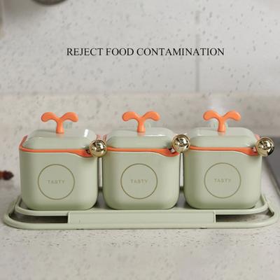 1 Set Condiment Container Good Sealing Store Plastic Useful Salt Spice Box Home Supply