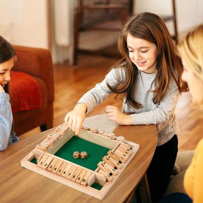 Shut The Box Board Game Educational Dice Strategy Game 2-4 Players Kids Adults Family Night Party Interactive Wooden Close The Box Toy