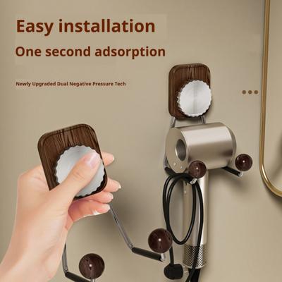 Suction Cup Hair Dryer Holder Wall Mounted Blow Dryer Hanger Removable Hair Dryer Hook for Space-Saving Bathroom Organization