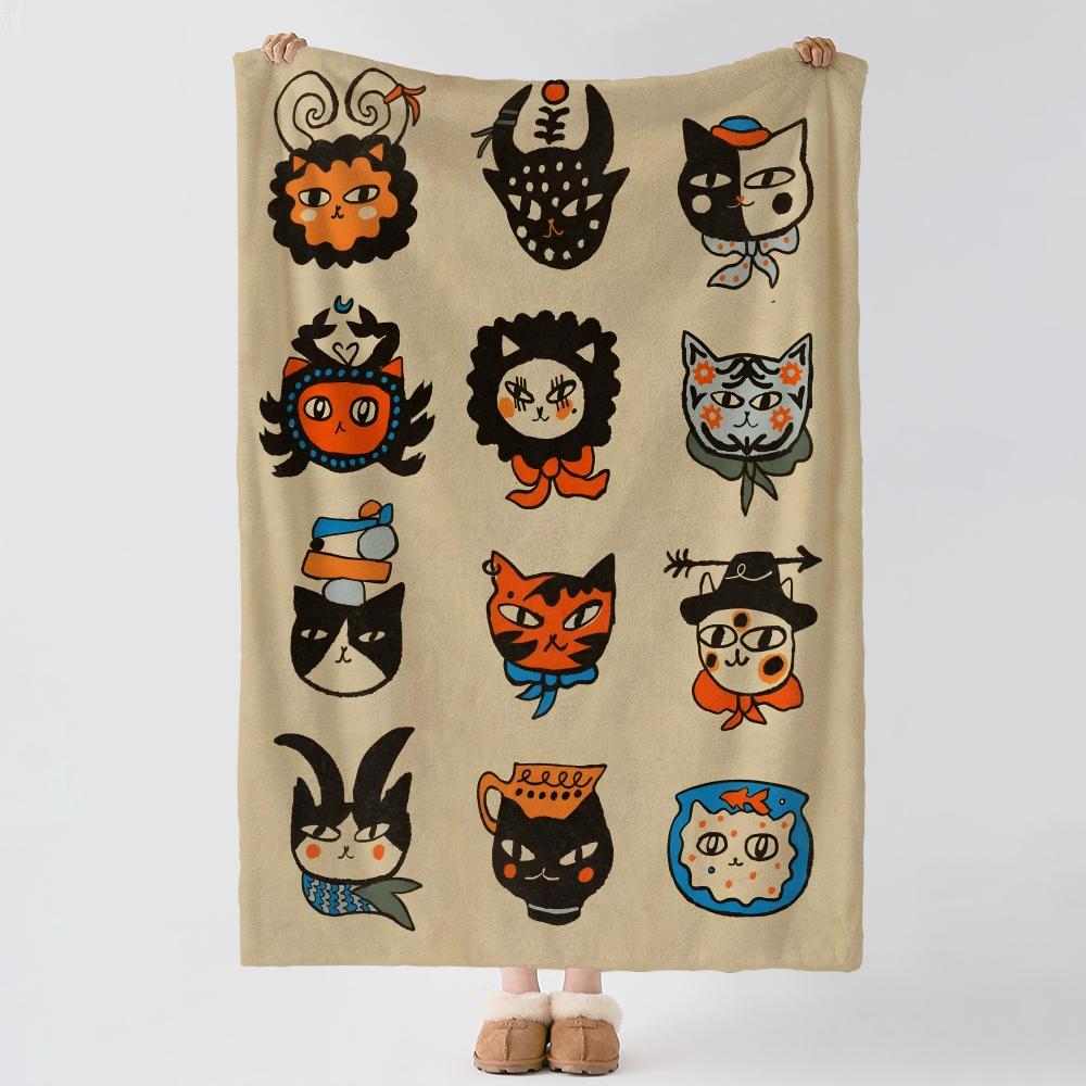 character n-niko niko niko-O Throw Thick Comfort Flannel Quilt, Multi-scene Use Indoor Outdoor Daily Nap