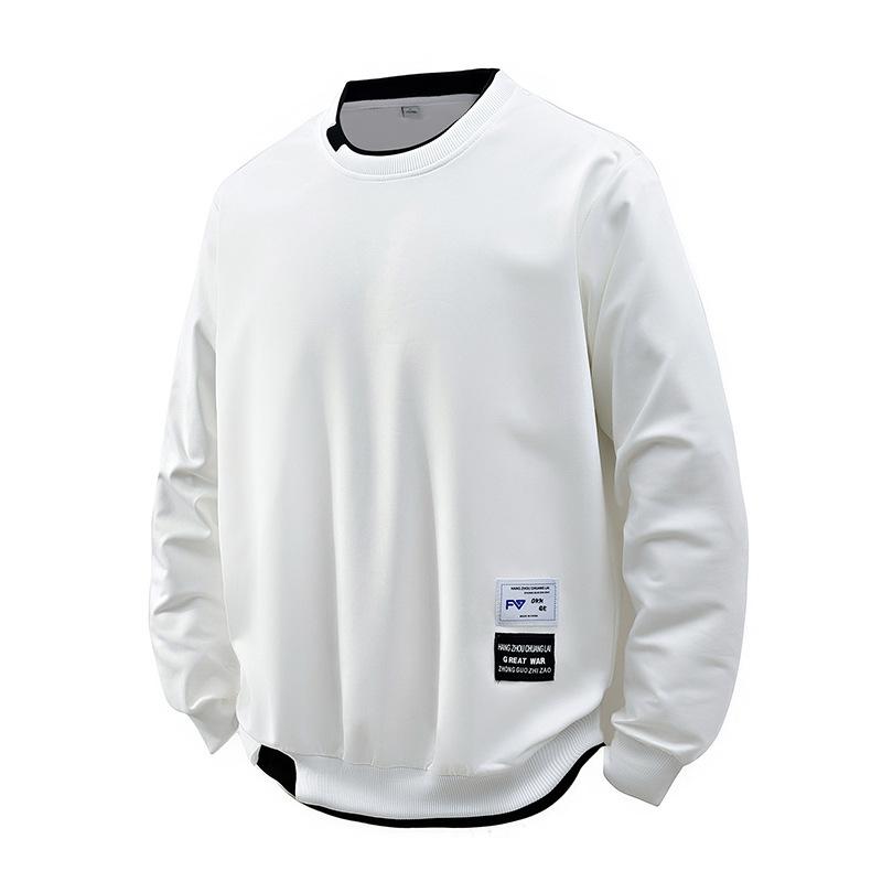 Herre hettegenser avslappet allsidig kjekk genser rund hals ensfarget langermet t-skjorte