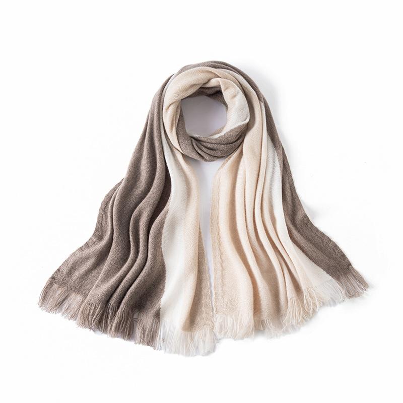 Cashmere scarf women's simple solid color fringed shawl autumn and winter warm pure cashmere scarf versatile casual scarf