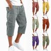Pantalones de Trabajo Cargo para Hombre Cintura con Cordón Múltiples Bolsillos Pantalones Capri Casuales de Tres Cuartos Tejido Duradero Corte Relajado