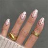 24PCS Oval Press On Nail Glossy Short Coffee Dots ABS False Nail Comfortable Artificial Nail for Wedding Party