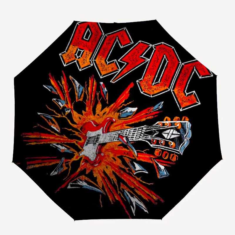 ACDC Theme Automatic Umbrella, Lightweight & Portable, 8 Rib, Perfect for Outdoor Travel, Birthdays, Christmas, Gifts.