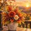 Indoor Outdoor Fall Garden Accents Autumn Harvest Artificial Flowers, Thanksgiving Floral Arrangement, UV Resistant Faux Flowers Theme Landscaping