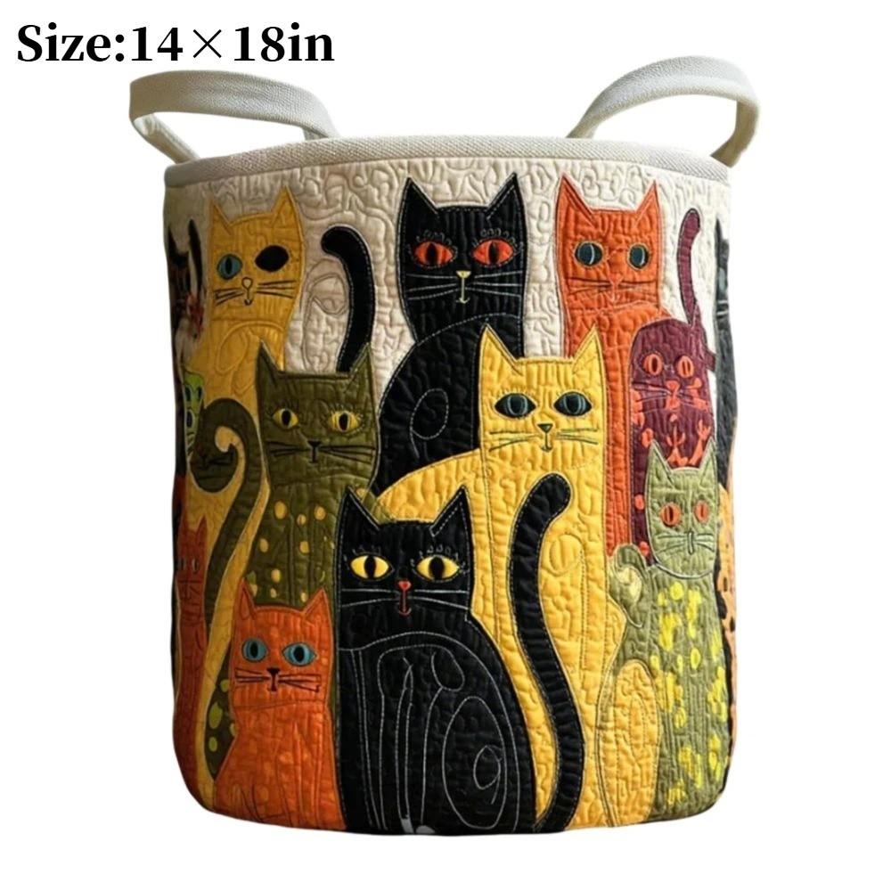 Boho Quilted Laundry Basket Floral Fabric 14×18in Clothes Storage Bucket with Handles Soft Storage Basket For Clothe & Toy