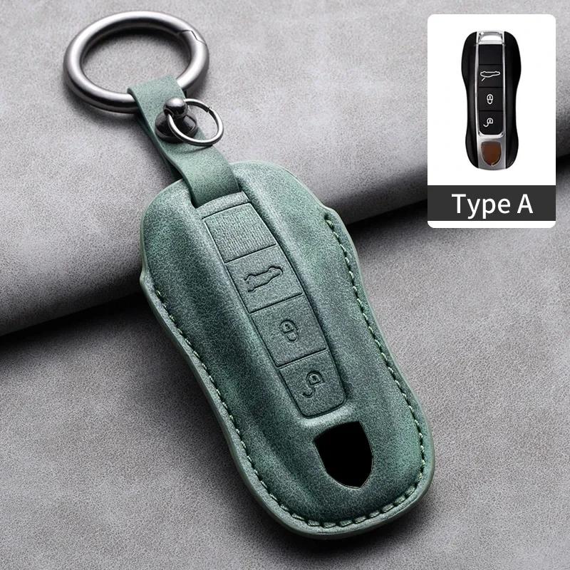 Suede Leather Car Key Case Cover Holder Keychain Shell for Porsche Panamera Spyder Carrera Macan Cayman Cayenne 911 970 981 991