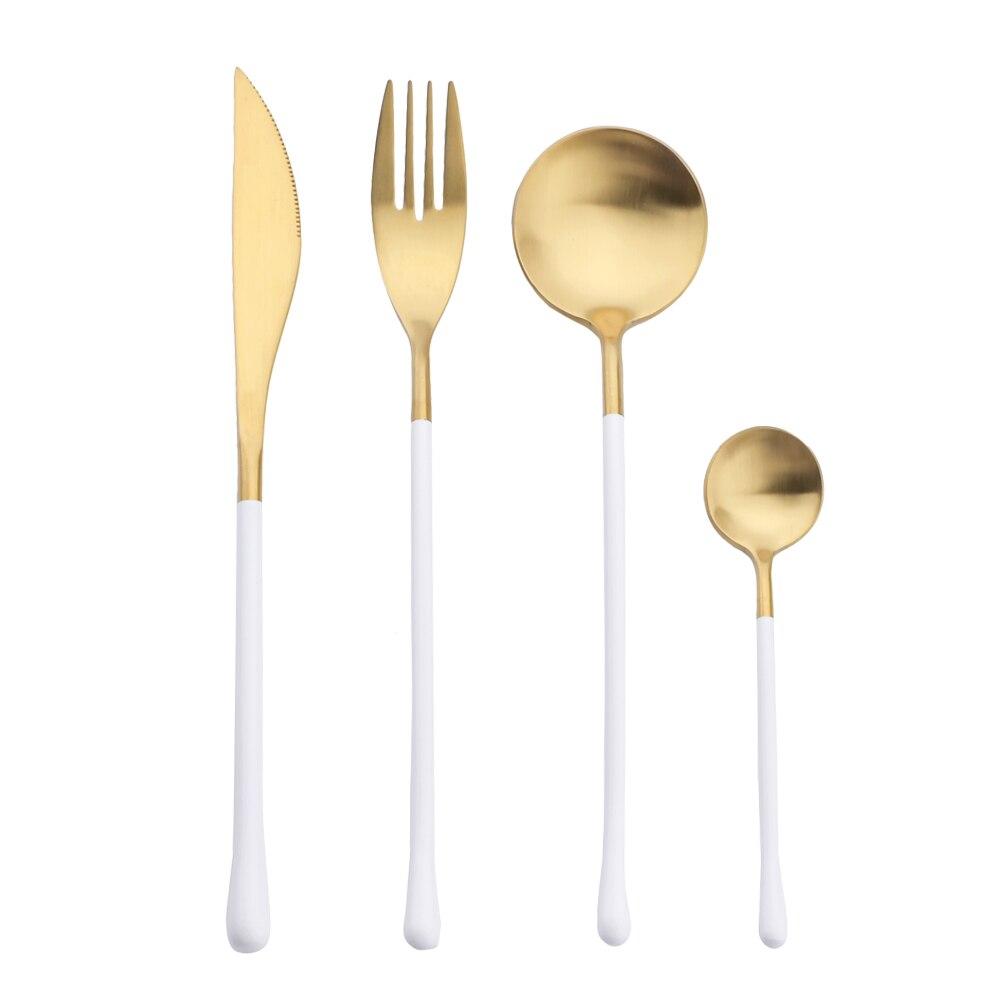 16Pcs/Set Matte Black Tableware Set 304 Stainless Steel Cutlery Knife Fork Spoon Dinner Set Brunch Dinnerware Kitchen Flatware