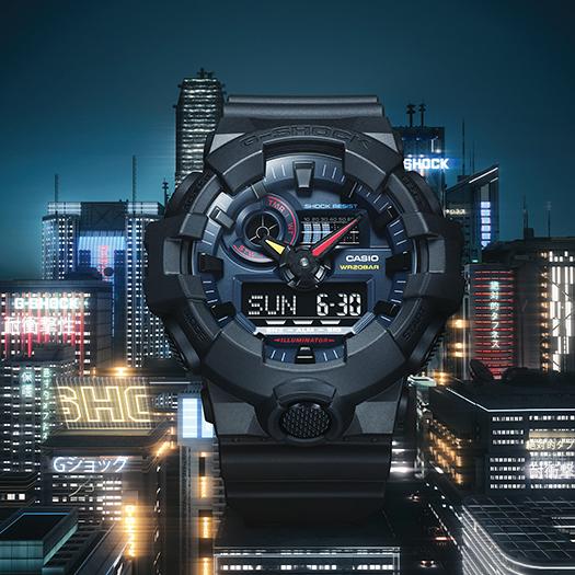 Casio Męski zegarek kwarcowy żywiczny GA-700BMC-1A, analogowy, odporny na wstrząsy, wodoodporny do 200M