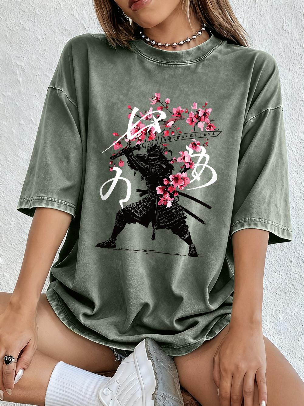 

Japanese Martial Arts Cotton Washed TShirts Womens Summer Oversized Tops ONeck Comfortable Short Sleeve T Shirt Basic Clothes S