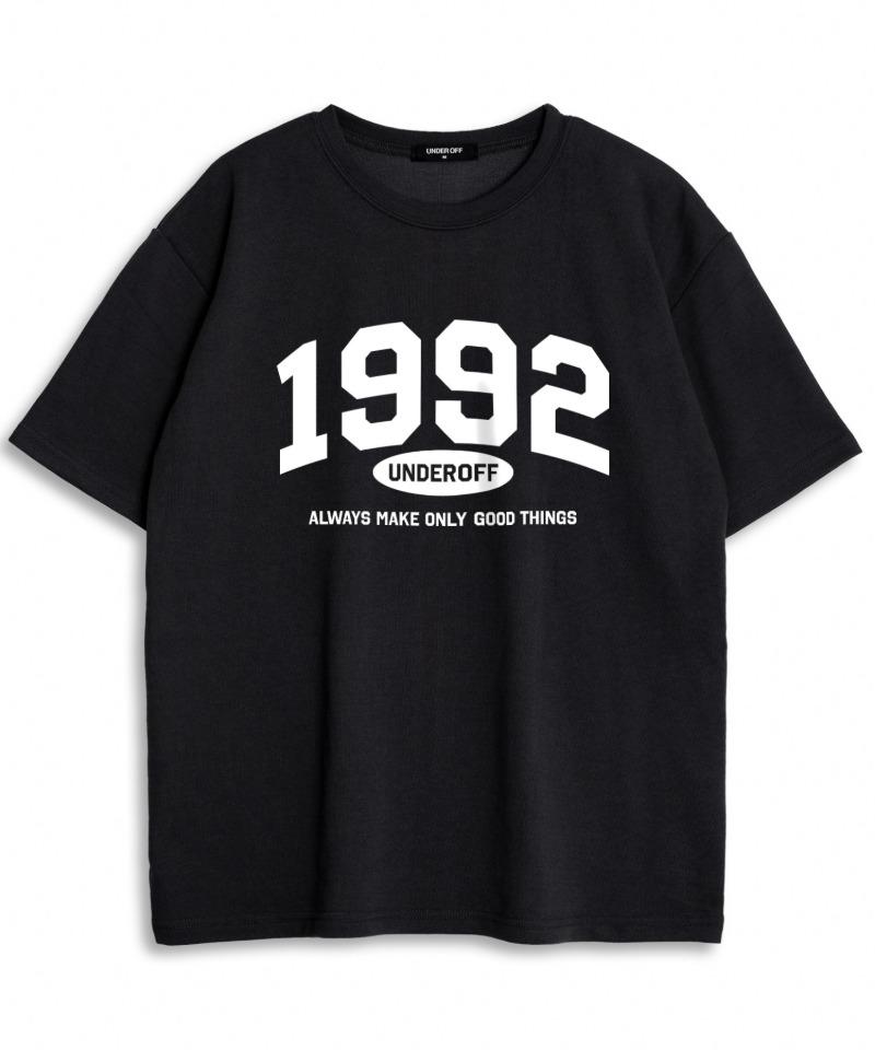 UNDEROFF Oversized Crew Neck 1992 Arch Short Sleeve T-Shirt Black