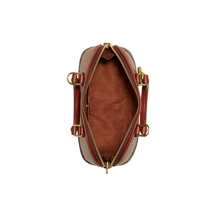 COACH Revel Artificial Leather Dome Bag, Shoulder Bag, Crossbody Bag, Handbag Medium Women's Brown & Yellow & Rusty Red CC414-B4NQ4