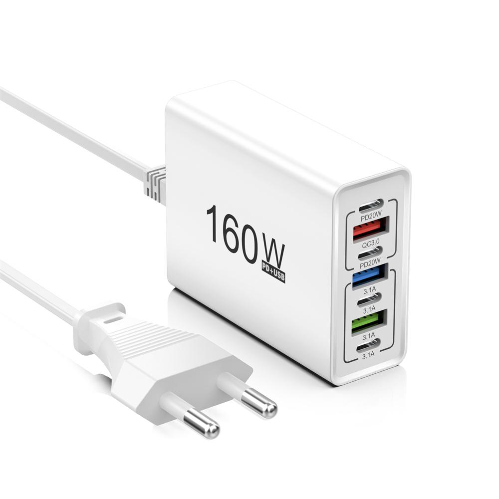160W Multi Ports USB Charger Power Strip Type C Fast Charging Phone Charger Power Adapter Quick Charge EU/US Plug Travel Charger