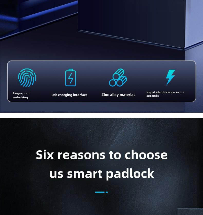 Smart Outdoor Fingerprint Padlock, Waterproof and Rust-proof. Electronic, Anti-theft, Password Lock for Doors, Cabinets.