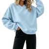 Women's V-Neck Long Sleeve Loose Fit Sweatshirt Color Comfortable Casual Pullover
