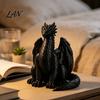 Fine Carved Statues for Bedroom 3D Printed Sitting Black Dragon Statue, Fantasy Western Figurine, Stylish Interior Decorations Gothic Decor