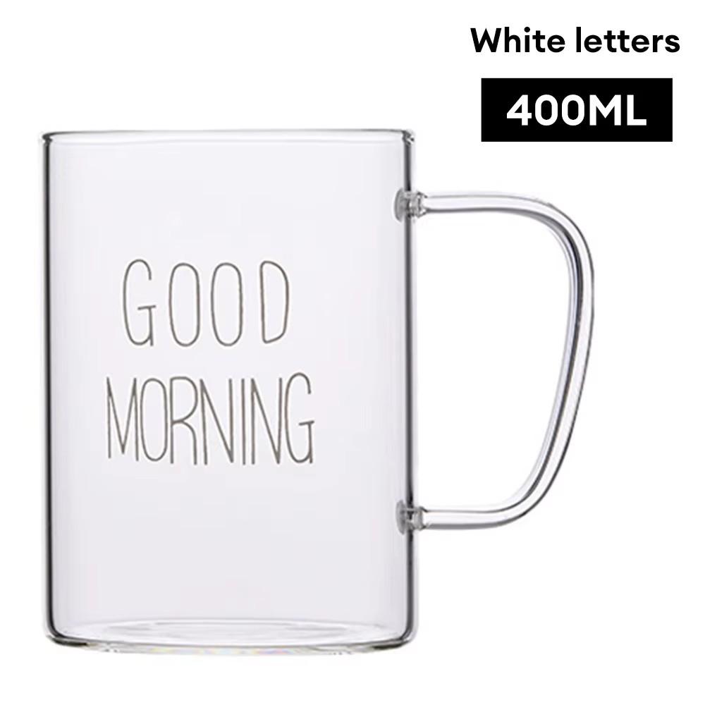 Letter Transparent Glass Cup Creative Coffee Tea Drinks Dessert Breakfast Milk Cup Glass Mugs Handle Drinkware Couple Gifts