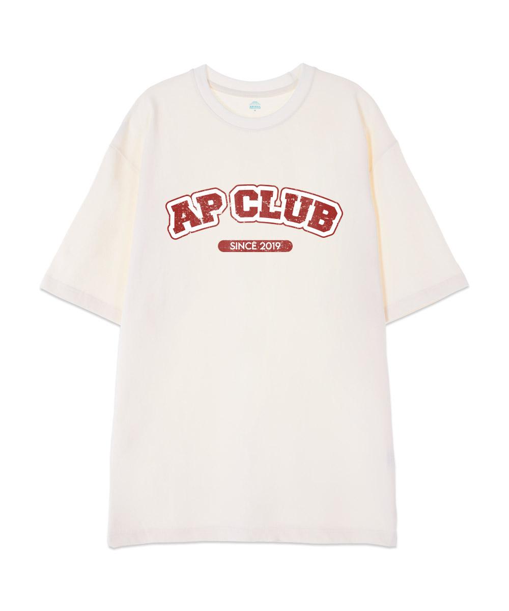 Astral Projection [Oversized] Ap Club 13-Count Cotton Round Neck Short Sleeve T-Shirt_Ivory L