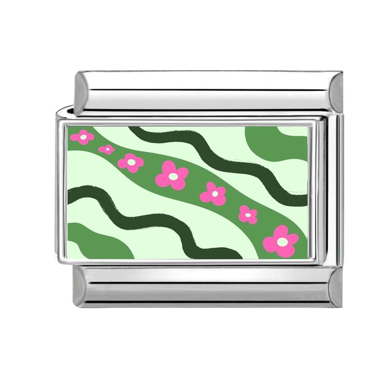 Unique Y2K Pink Girls' Eye Tulip Flowers Moon Cat Cherry Italian Charm Link Fit 9mm Stainless Steel Bracelet DIY Making Jewelry