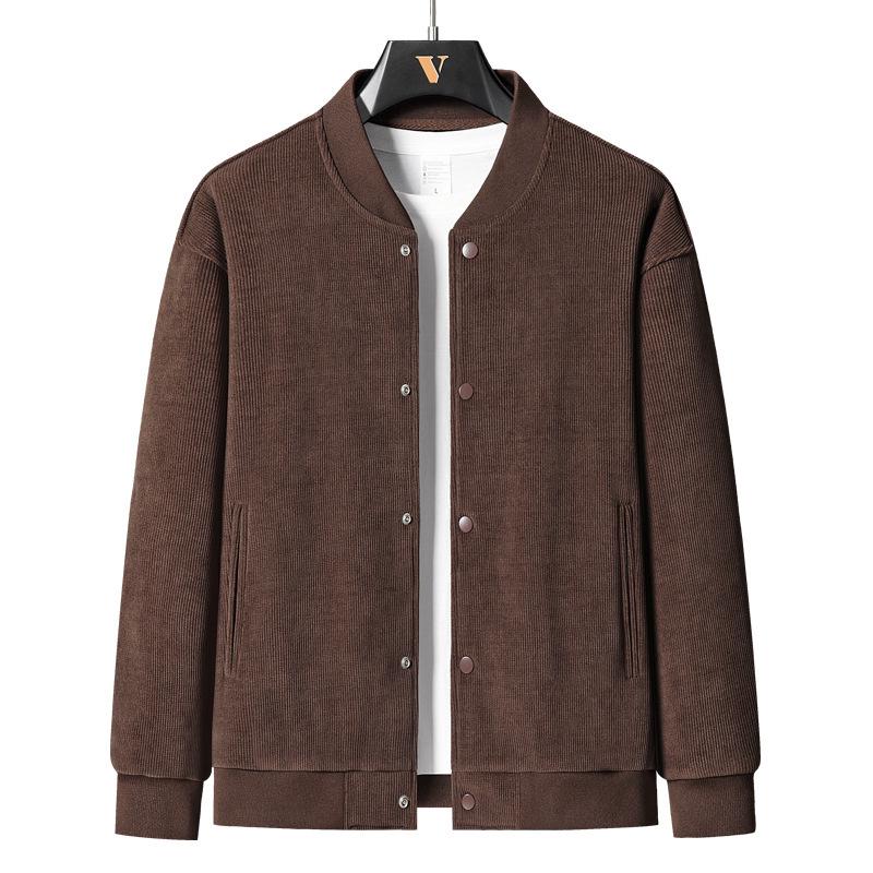 Men's Trendy Corduroy Baseball Jacket - Versatile Korean Style for Spring & Autumn, Plus Size, Thickened for Winter