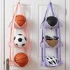 Wall Mounted Ball Storage Hanging Bag Large Capacity Foldable Basketball Storage Bag Space Saving 3/4 Layers