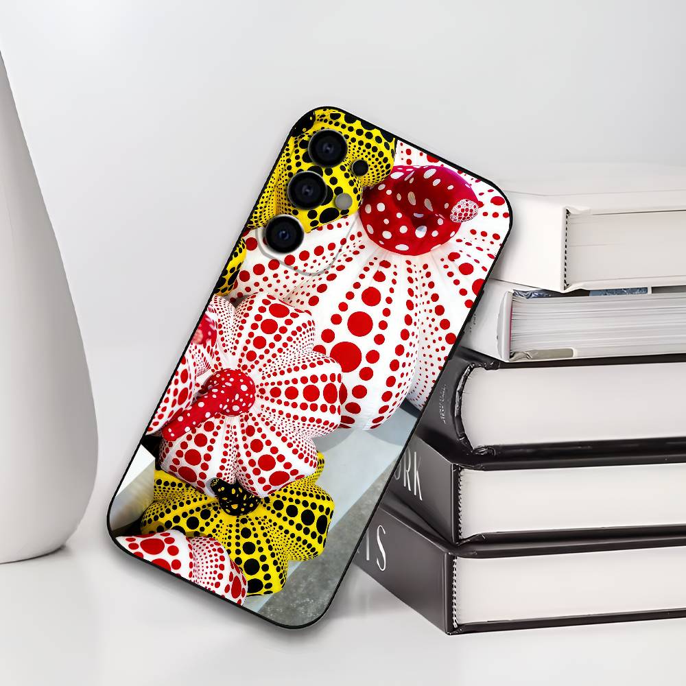 Funny Pumpkin Design Yayoi Kusama Soft Black Phone Case for Samsung S25/S24/S21/S22/S23/S30/Ultra/S20/Plus/Fe/Lite