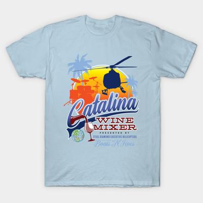 Men Black Print T-shirt Catalina Wine Mixer No-Cut Heat Transfer Print Cotton Tshirt