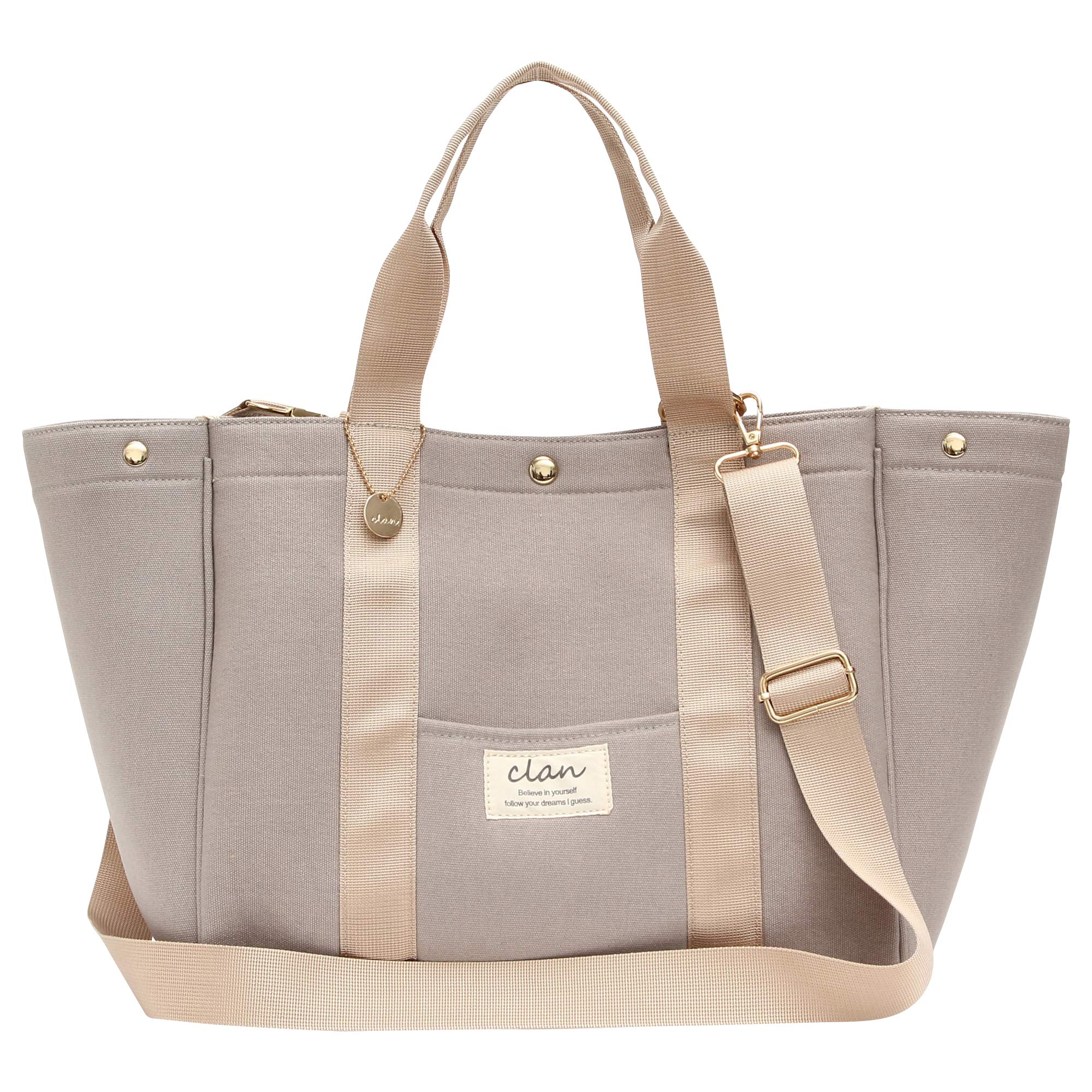 Женская двусторонняя холщовая сумка-тоут Clan, однотонная (Маленький, серый)